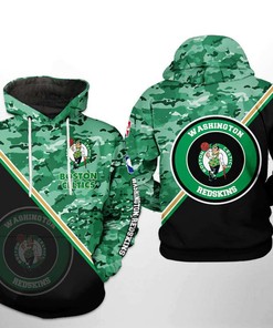 Boston Celtics NBA US Camo 3D Hoodie Zipper Hoodie