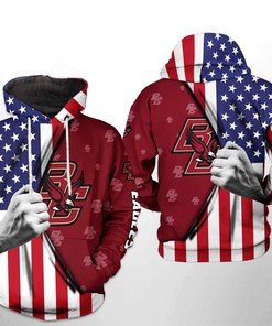Boston College Eagles NCAA US FLag 3D Hoodie