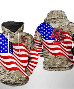 Boston College Eagles NCAA US Flag Camo Veteran 3D Hoodie