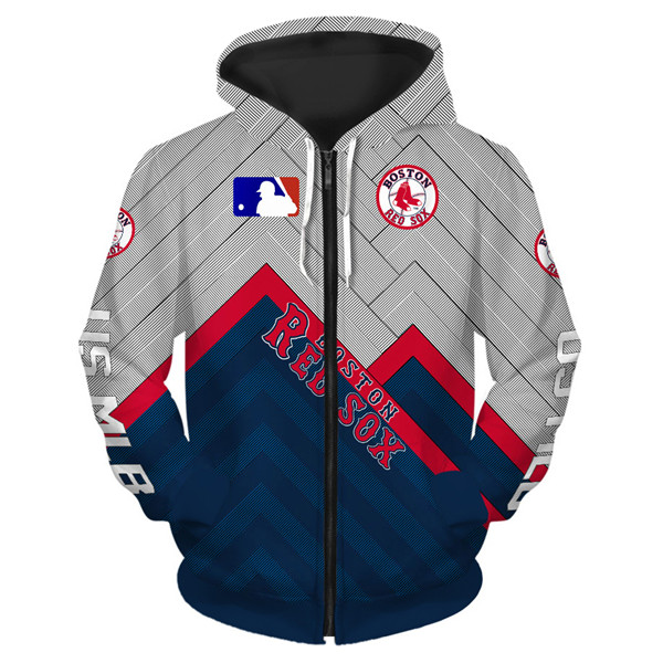 Boston Red Sox Hoodie 3D Baseball Zip Hoodie for Fan MLB