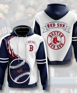 Boston Red Sox Hoodie 3D Zip Hoodie Flame Balls Graphic Gifts for Fans
