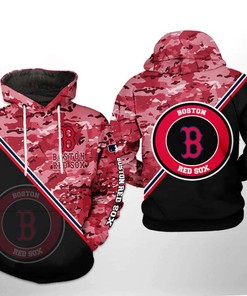 Boston Red Sox MLB Camo Team 3D Hoodie Zipper Hoodie