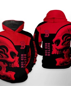 Boston Red Sox MLB Skull 3D Hoodie Zipper Hoodie