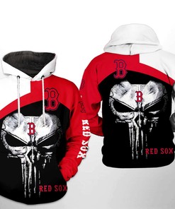 Boston Red Sox MLB Skull Punisher 3D Hoodie