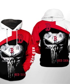 Boston Red Sox MLB Skull Punisher 3D Hoodie Zipper Hoodie