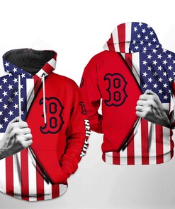 Boston Red Sox MLB US Flag 3D Hoodie Zipper Hoodie