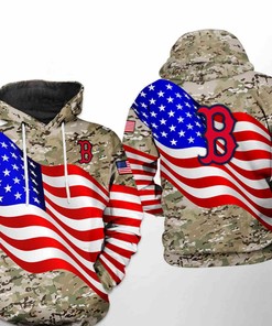 Boston Red Sox MLB US Flag Camo Veteran 3D Hoodie