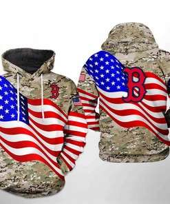 Boston Red Sox MLB US Flag Camo Veteran 3D Printed Hoodie Zipper Hoodie