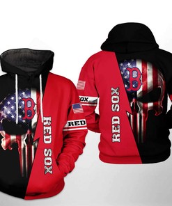 Boston Red Sox MLB US Flag Skull 3D Hoodie