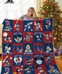 Boston Red Sox Mickey Do Damage Quilt Blanket Bedding Set