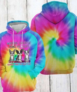 Boston Terrier Tie Dye 3D Hoodie
