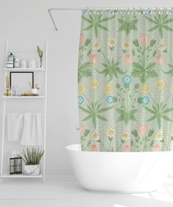 Botanic Shower Curtain Floral Boho Curtain Eco-Friendly Chic Bathroom Decor Waterproof Curtain