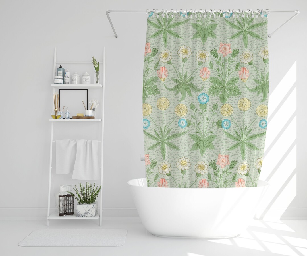 Botanic Shower Curtain Floral Boho Curtain Eco-Friendly Chic Bathroom Decor Waterproof Curtain