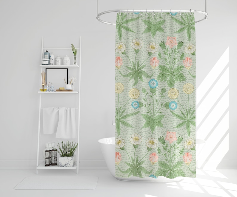 Botanic Shower Curtain Floral Boho Curtain Eco-Friendly Chic Bathroom Decor Waterproof Curtain - Image 3