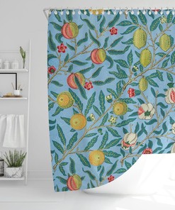 Botanic Shower Curtain Tropical Fruits Curtain Eco-Friendly Waterproof Botanic Art Decor By William Morris Boho Curtain