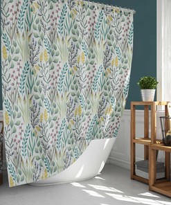 Botanical Garden Shower Curtain, Green Leaves Floral Fabric Bathroom Curtain, Home Bathroom Decor