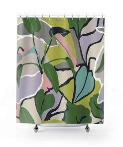 Botanical Shower Curtain Flower Field Herbs Bathroom Decor Greenery Shower Curtains