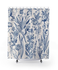 Botanical Shower Curtain Flower Field Herbs Bathroom Decor Greenery Shower Curtains Plant Leaves Shower Curtain Nature Bath
