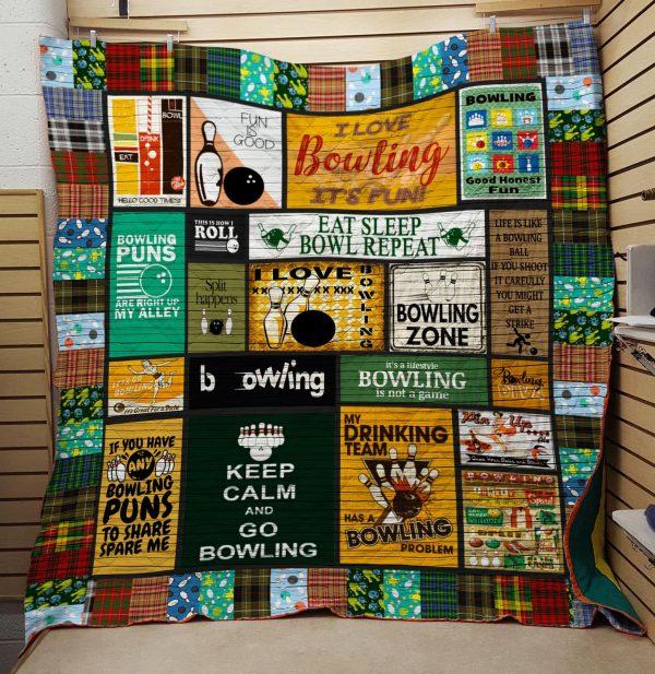 Bowling Quilt Blanket Bedding Set for Bowling Lovers