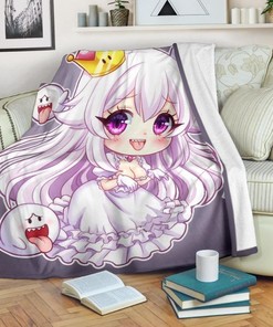 Bowsette Mario Princess Fleece Blanket Gift For Fan, Premium Comfy Sofa Throw Blanket Gift