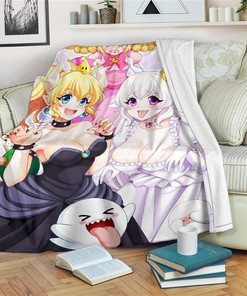 Bowsette Y Boosette Funny Sherpa Fleece Blanket Gifts for Family, for Couple