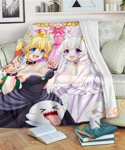 Bowsette Y Boosette Sherpa Fleece Blanket Gifts for Family, for Couple