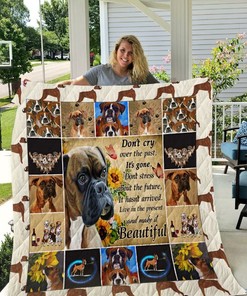 Boxer Live In The Present And Make It Beautiful Quilt Blanket Bedding Set