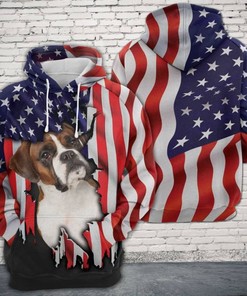 Boxer Usa Flag Scratch 3D Hoodie