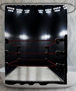 Boxing Shower Curtains, Boxing Ring Shower Curtain, Lit Up Ring for Boxers Decor, Sports Bathroom, Cool Bath Decor