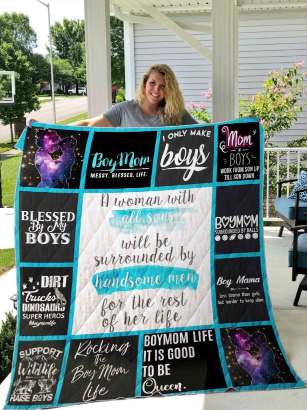 Boymom Blessed By My Boys Quilt Blanket Bedding Set