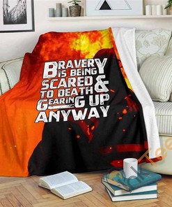 Brave Firefighter Sherpa Fleece Blanket Gifts for Family, for Couple