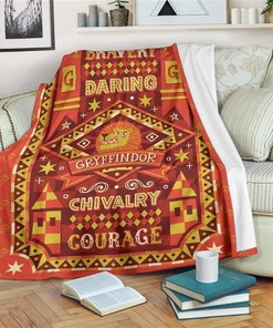 Bravery Daring Chivalry Courage Gryffindor Sherpa Fleece Blanket Gifts for Family, for Couple