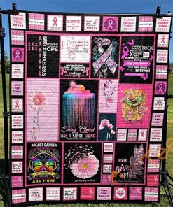 Breast Cancer Awareness Every Cloud Has A Silver Lining Quilt Blanket Bedding Set