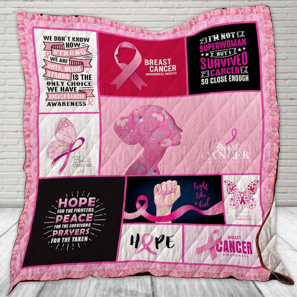 Breast Cancer Awareness Hope For The Fighters Quilt Blanket Bedding Set