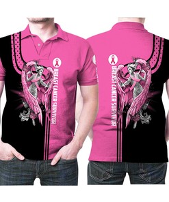 Breast Cancer Survivor Angel Motivational Pink Ribbon 3d Designed For Breast Cancer Warrior Polo Shirt All Over Print Shirt 3d T-shirt
