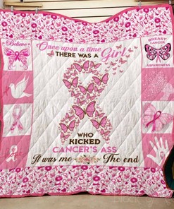 Breast Cancer Survivor There Was A Girl Who Kicked Cancer's Ass Quilt Blanket Bedding Set