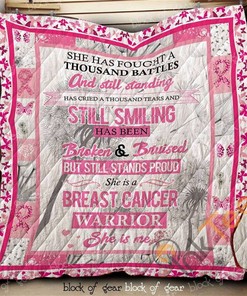 Breast Cancer Warrior Quilt Blanket Bedding Set