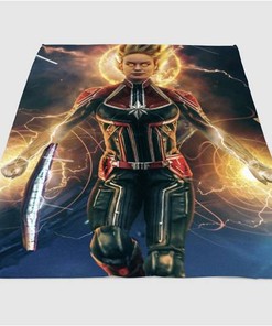 Brie Larson As Captain Marvel Sherpa Fleece Blanket Gifts for Family, for Couple