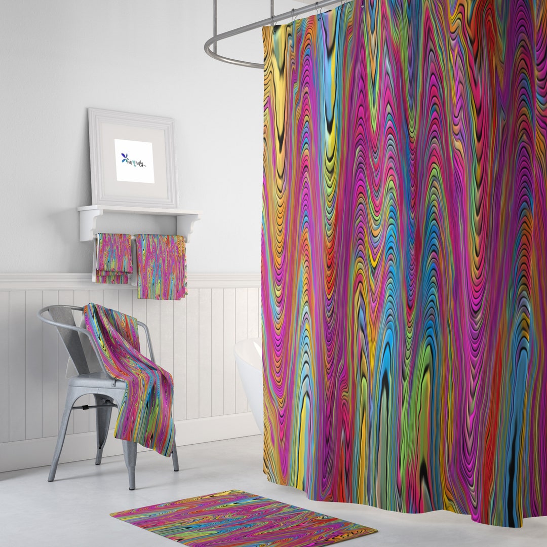 Bright Hippie Swirl Shower Curtain, Bath, Towel Options
