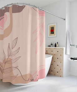 Bring Peace And Warmth To Your Bathroom With Our Neutral Earth Tone Abstract Art Shower Curtain
