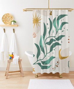 Bring The Beauty Of Houseplants To Your Bathroom With Our Shower Curtain Plant Leaves Art