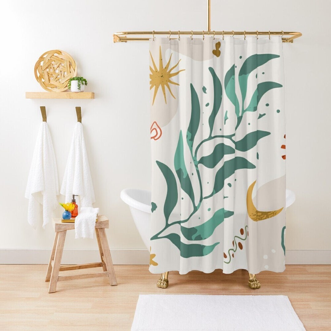 Bring The Beauty Of Houseplants To Your Bathroom With Our Shower Curtain Plant Leaves Art