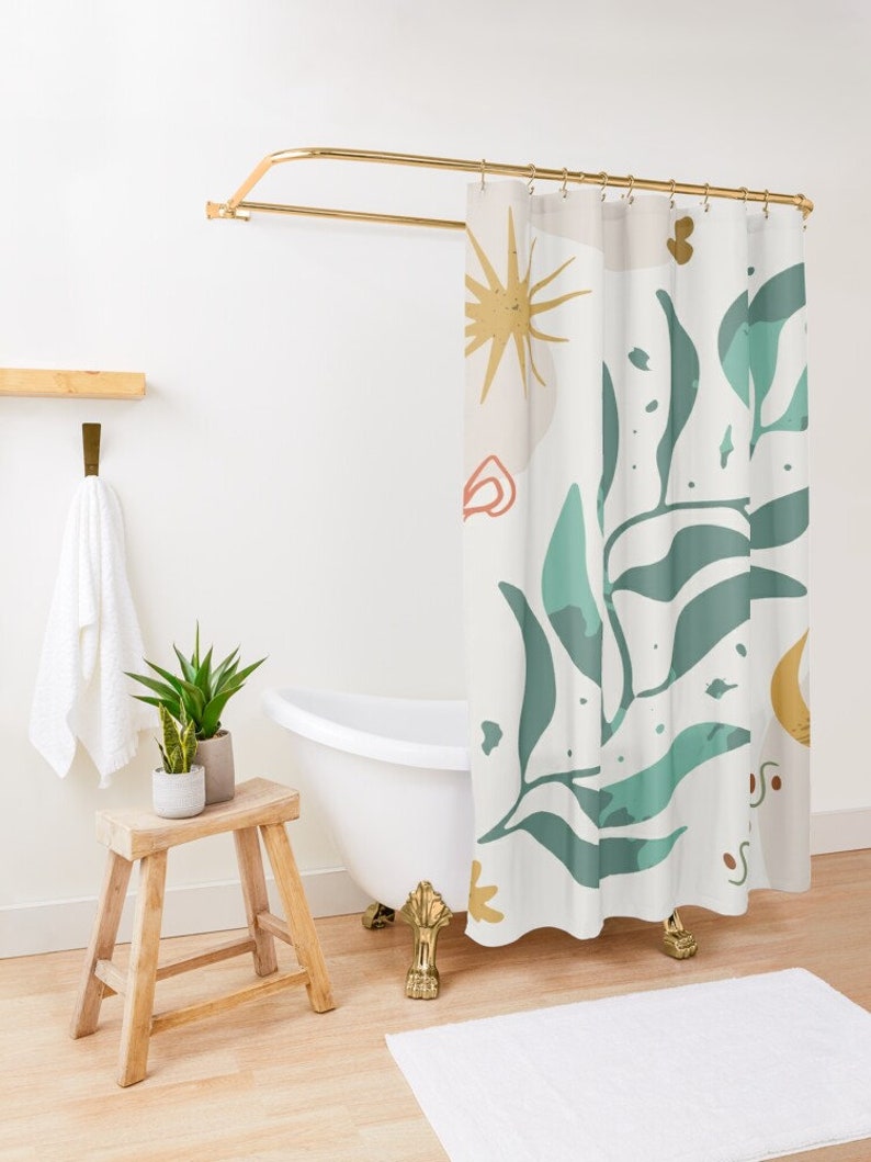 Bring The Beauty Of Houseplants To Your Bathroom With Our Shower Curtain Plant Leaves Art - Image 2