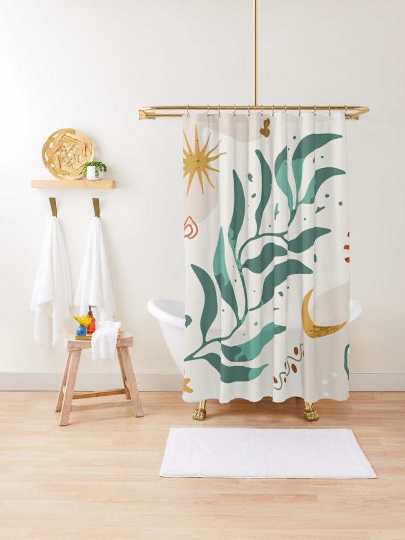 Bring The Beauty Of Houseplants To Your Bathroom With Our Shower Curtain Plant Leaves Art - Image 3