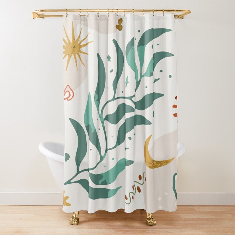 Bring The Beauty Of Houseplants To Your Bathroom With Our Shower Curtain Plant Leaves Art - Image 4