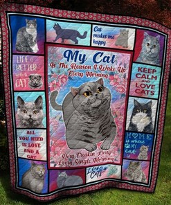 British Short Hair Cat Is The Reason I Wake Up Every Morning Quilt Blanket Bedding Set
