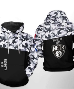 Brooklyn Nets NBA Camo Veteran Team 3D Hoodie For All