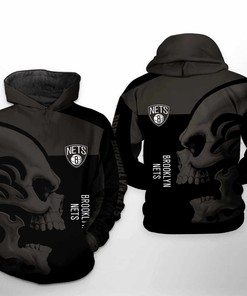 Brooklyn Nets NBA Skull Team 3D Hoodie