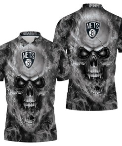 Brooklyn Nets Nba Fans Skull Polo Shirt All Over Print Shirt 3d T-shirt
