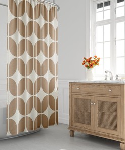 Brown And Beige Mid-Century Modern Shower Curtain Bath Decor